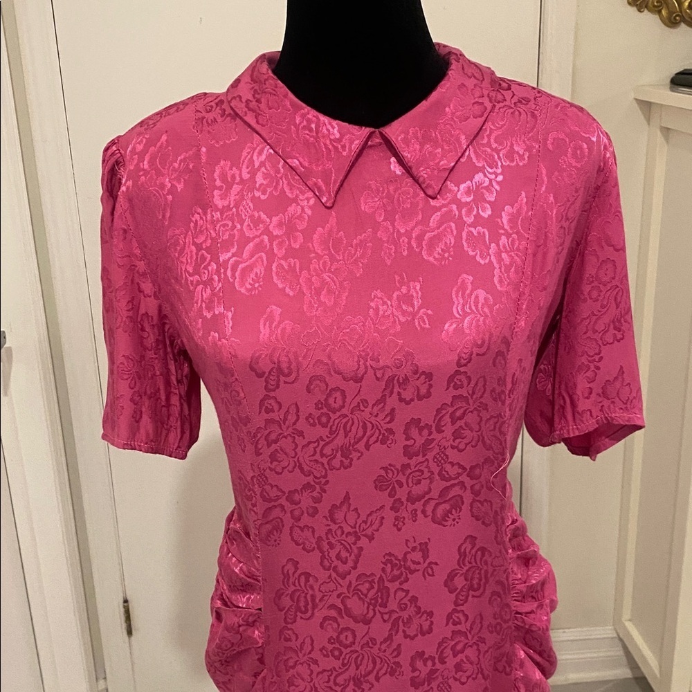 Ell-Jay of Montreal Vintage 1980’s midi Length Pink Rayon Dress Size Small - Picture 4 of 17